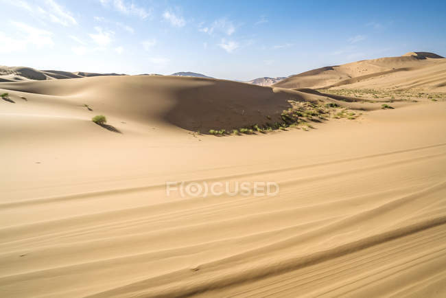 Hermoso desierto de Gobi con dunas de arena en el día soleado, Mongolia Interior, China - foto de stock