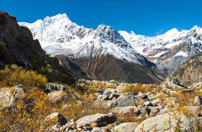 Bela paisagem com glaciar Laigu cênica no Tibete — Fotografia de Stock