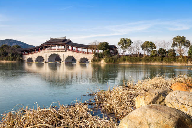 Erstaunliche Szene am Tai-See, Taihu, Wuxi, Jiangsu Provinz, China — Stockfoto