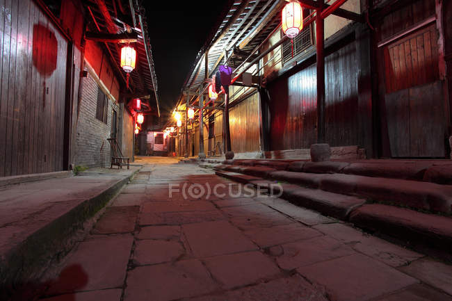 Sichuan city of Yibin Province Li Zhuang town at night, China — Stock Photo