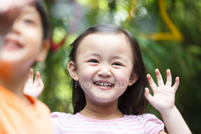 Kindergarten children in outdoor activities — Stock Photo