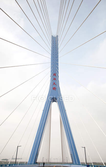 Zhejiang ciudad de la provincia de Zhoushan, puente Puxi, vista de ángulo bajo - foto de stock