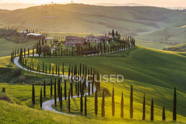 Panoramic view of a spring day in the Italian rural landscape. — Stock Photo