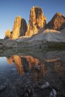 Tre Cime di Lavaredo, Drei Zinnen, Dolomites, Trentino-Alto Adige, Itália — Fotografia de Stock