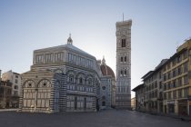 The facade of Duomo di Firenze and Giotto's Campanile with Brunelleschi's Dome in the background, Florence, Tuscany, Italy, Europe — Stock Photo