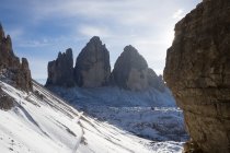 Tre cime di Lavaredo, Tre Cime di Lavaredo, Dolomiti, UNESCO, Patrimonio Mondiale dell'Umanità, Veneto, Italia, Europa — Foto stock