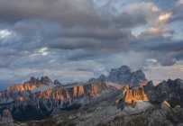 The dolomites in the Veneto. Monte Pelmo, Croda da Lago, Averau, Nuvolau and Ra Gusela in the background. The Dolomites are listed as UNESCO World heritage. europe, central europe, italy — Stock Photo
