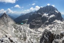 View from the Punta Nera on the Sorapiss Lake, Sorapiss, Dolomites, Veneto, Italy — Stock Photo