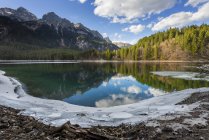 Lac Tovel, Ville d'Anaunia, Val di Non, Parc Naturel Adamello-Brenta, Trentin-Haut-Adige, Italie — Photo de stock