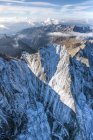 Aerial shot of the north face of Piz Badile located between Masino and Bregaglia Valley border Italy and Switzerland, Europe — Stock Photo