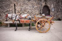 Carrinho de cavalo siciliano tradicional, Sicília, Itália, Europa — Fotografia de Stock