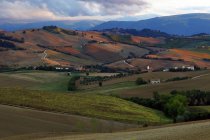 Vista de Treia, Paisagem, Campo, Marche, Itália, Europa — Fotografia de Stock