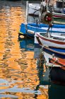 Boote, Camogli, Ligurien bei Sonnenuntergang — Stockfoto
