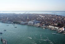 View of Venice from the helicopter, Venice Lagoon, Italy, Europe — Stock Photo