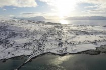 Aerial view, Nordlenangen, Lyngen peninsula, Troms county, Norway, Europe — Stock Photo