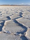 Surface of the Salar predominantly  natriumchloride.  Landscape on  the salt flats Salar Salinas Grandes in the  Altiplano. South America, Argentina — Stock Photo