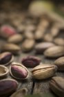 Just picked pistachios from Bronte Sicily on wood, D.O.P. Protected Designation of Origin, Sicily, Italy, Europe — Stock Photo