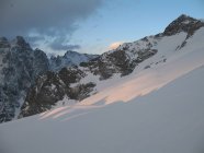 Morgengrauen auf dem Gletscher superior des agneaux, villar d 'arene, alpes provence, hautes alpes, Frankreich, Europa — Stockfoto