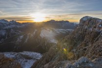 Summit of Lagazuoi at sunset, Dolomites, Veneto, Italy — стоковое фото