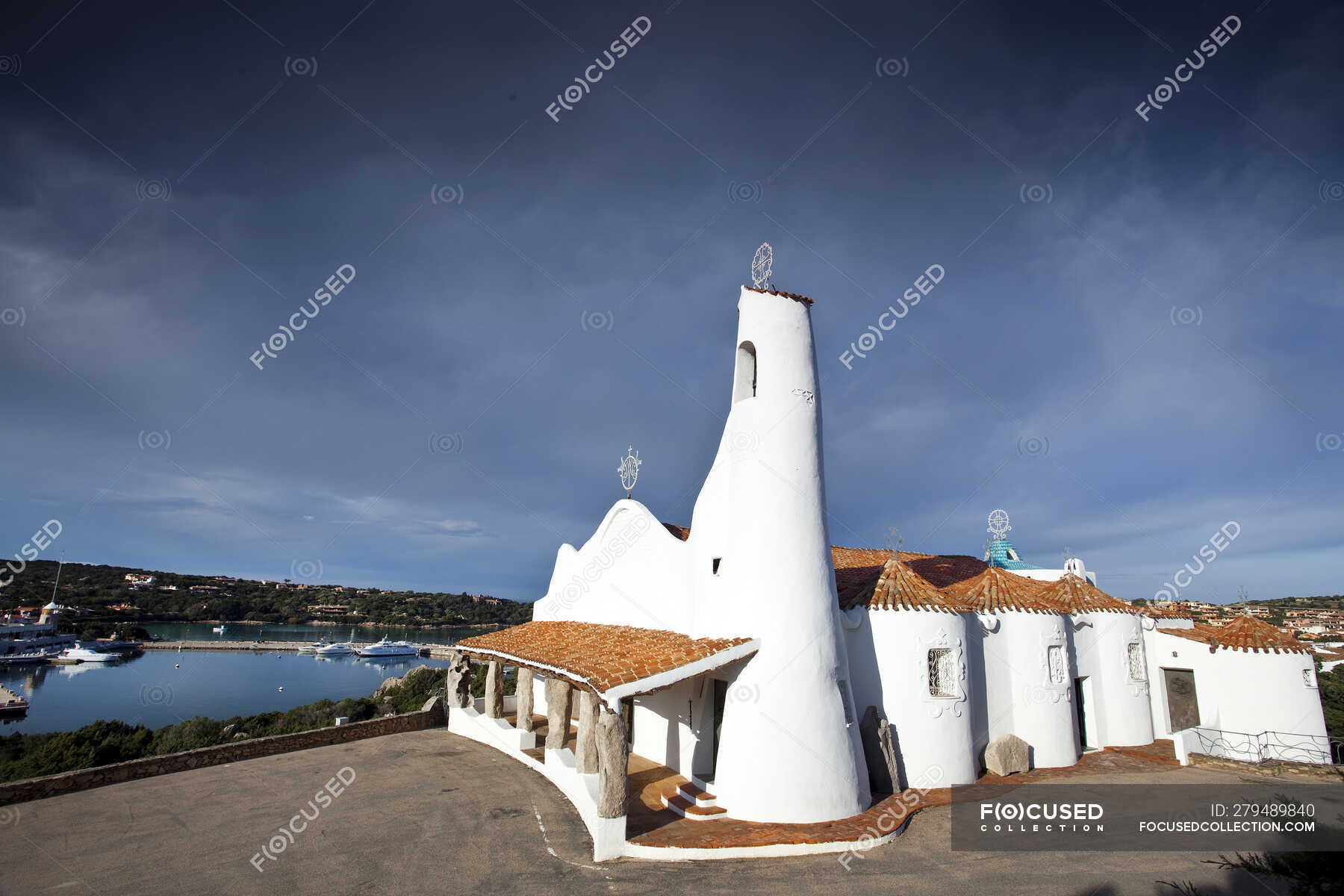 Stella Maris Porto Cervo Costa Smeralda Arzachena Ot Gallura Sardinia Italy Europe Background Church Stock Photo