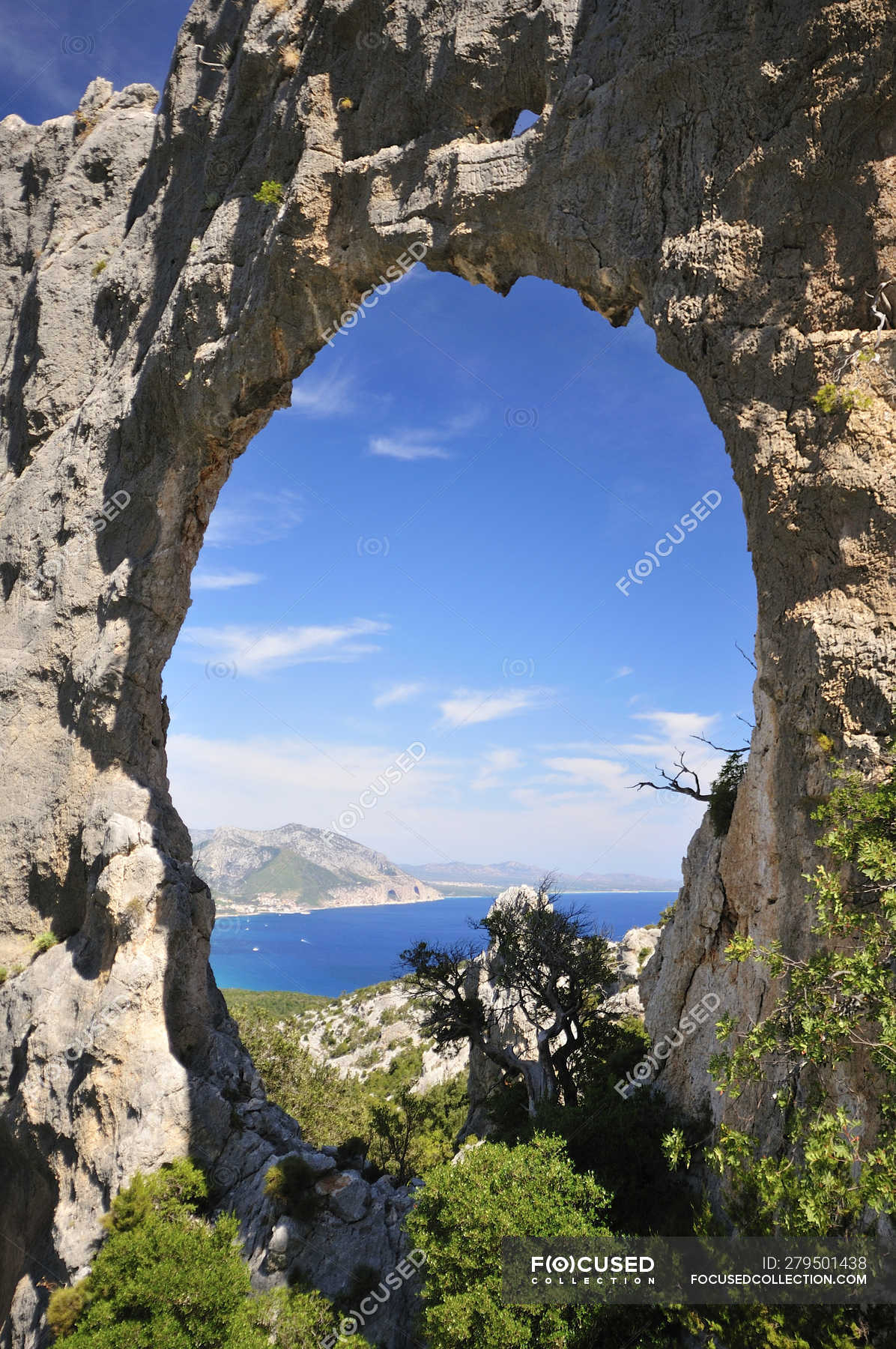 From Lupiru Rocks Arc Overlooking The Gulf Of Orosei Coast Of Baunei Ogliastra Sardinia Italy Europe Natural Light Mediterranean Sea Stock Photo