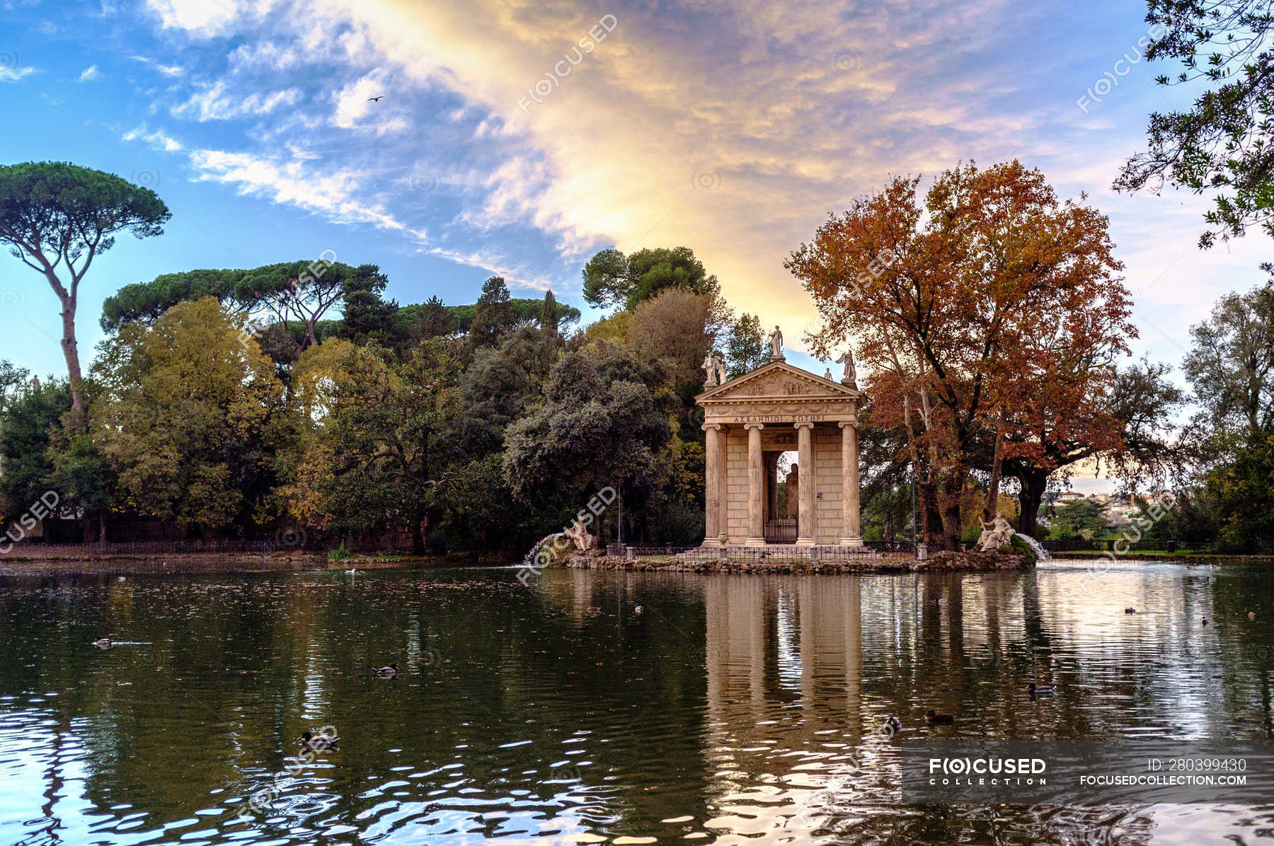 The 18th century Temple of Aesculapius, Villa Borghese gardens, Rome ...