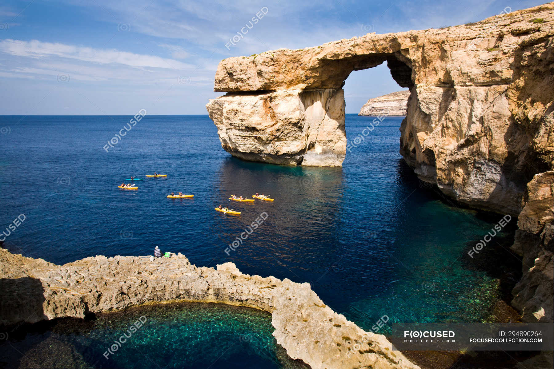 Azur Window Gozo Island Malta Island Republic Of Malta Europe Scene Horizontal Stock Photo