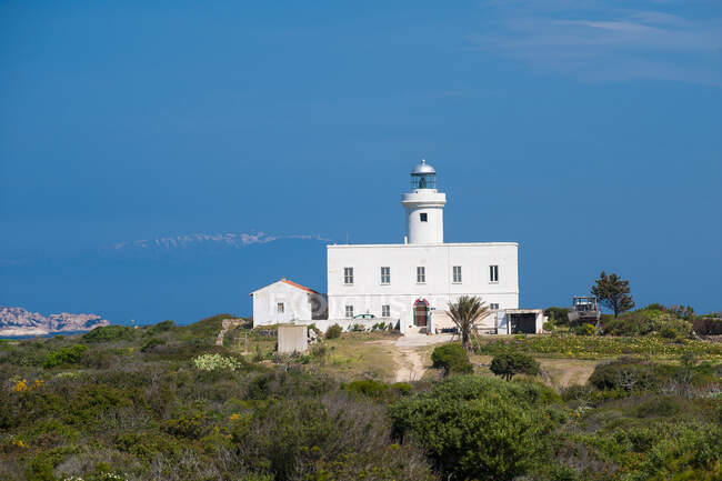 Leuchtturm Capo Ferro, Costa Smeralda, Arzachena, Sardinien, Italien, Europa — Stockfoto