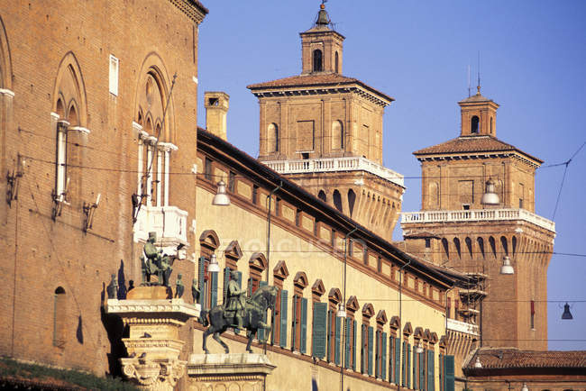 Foreshortening of the historic centre, Ferrara, Emilia-Romagna, Italy — Stock Photo