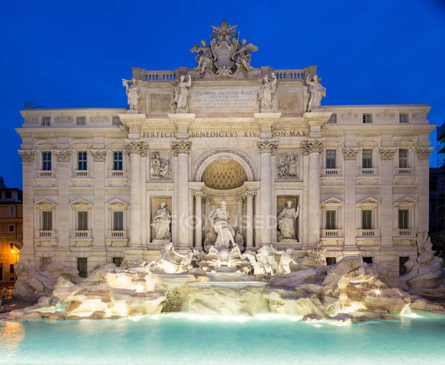 Trevi Fountain at down, Rome, Lazio, Italy, Europe — Stock Photo