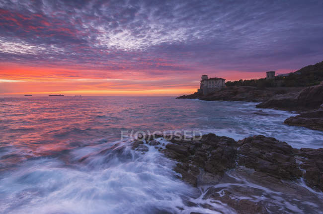 Castelo de Boccale ao pôr do sol, Livorno, Toscana, Itália, Europa — Fotografia de Stock