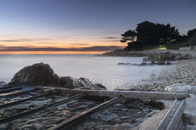 Parque Nacional Monte Conero, Portonovo Beach, Sunrise, Seascape, Marche, Itália, Europa — Fotografia de Stock