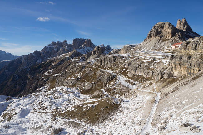 Three peaks of Lavaredo, Tre Cime di Lavaredo, Dolomites mountain, UNESCO, World Heritage Site, Veneto, Italy, Europe — Stock Photo