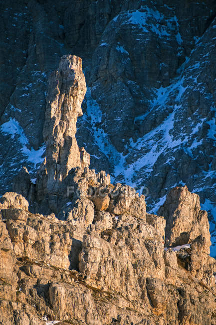 Tres picos de Lavaredo, Tre Cime di Lavaredo, Montaña Dolomitas, UNESCO, Patrimonio de la Humanidad, Veneto, Italia, Europa - foto de stock