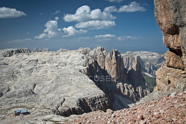Grupo Sella, Montaña Dolomitas, Véneto, Italia, Europa - foto de stock