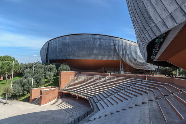 L'Auditorium Parco della Musica è un grande complesso musicale pubblico multifunzionale, progettato dall'architetto italiano Renzo Piano, Roma, Lazio, Italia, Europa — Foto stock