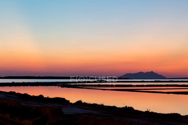 Saltworks at sunset, Marsala, Sicily, Italy, Europe — Stock Photo