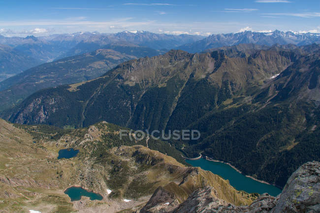 Panorama from Torena peak in Orobie alps, Valtellina, Lombardy, Italy, Europe — стокове фото