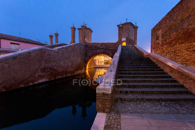 Pont Trepponti, Comacchio, Emilie Romagne, Italie, Europe — Photo de stock
