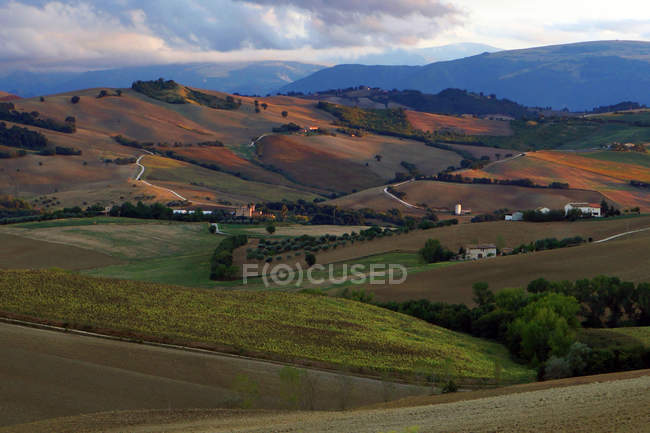 Vista desde Treia, Paisaje, Campo, Marcas, Italia, Europa - foto de stock