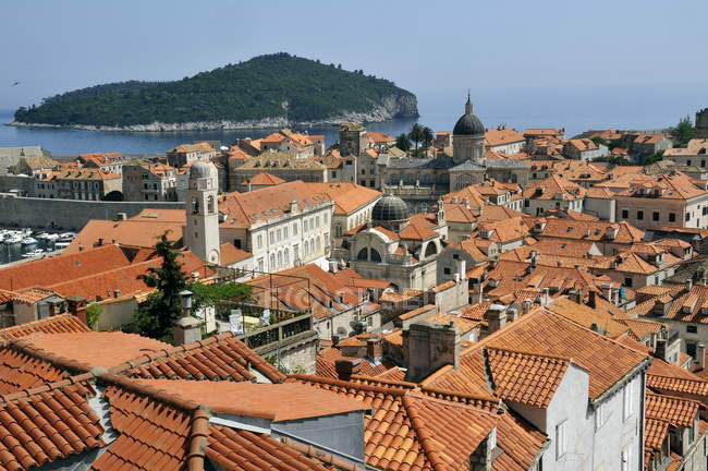 Telhados, Grad old town, Dubrovnik, Dalmácia, Croácia, Europa — Fotografia de Stock