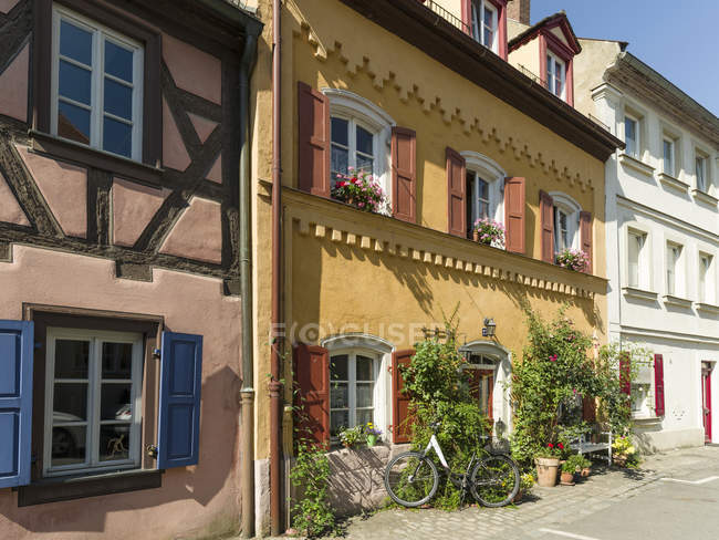 Alte fischerhäuser an der regnitz, einem viertel, das klein venedig genannt wird. Bamberg in Franken, ein Teil von Bayern. Die Altstadt ist UNESCO-Weltkulturerbe 