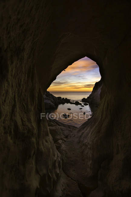 Lever Du Soleil, Caverne, Sirolo, Conero, Marches, Italie, Europe — Photo de stock