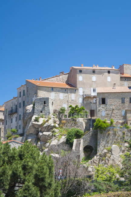 A view of the town of Sartene in the Sartenais region of Corsica, France, Europe — Stock Photo