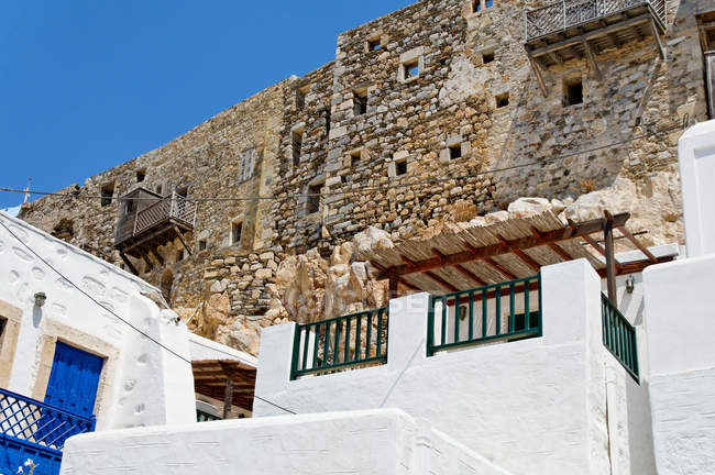 Hora and Venetian Castle, Astypalea, Dodecanese Islands, Greek Islands, Greece, Europe — Stock Photo