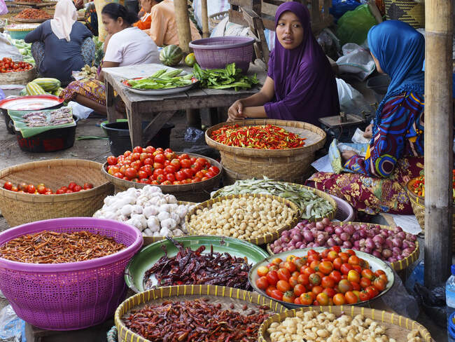 Street food market, isola di Lombok, Indonesia, Asia — Foto stock