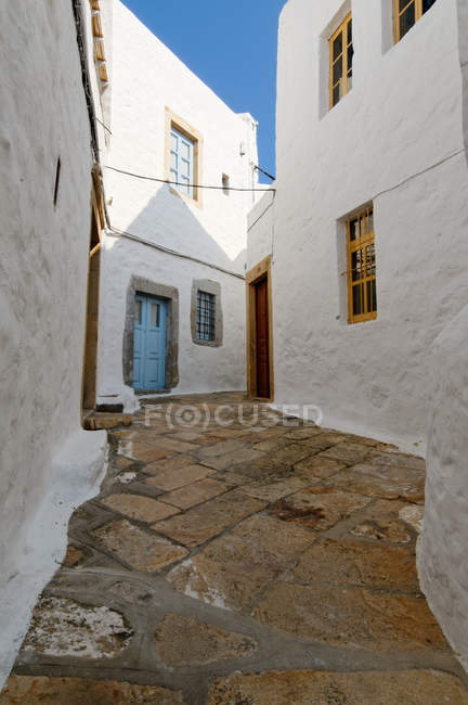 Casa e porte tradizionali, Chora, Patmos, Dodici Isola, Geece, Europa — Foto stock