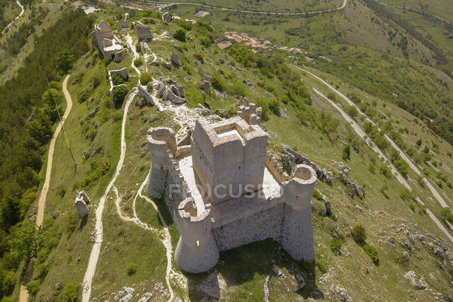 Vue Aérienne, Forteresse Rocca di Calascio, Abruzzes, Italie, Europe — Photo de stock