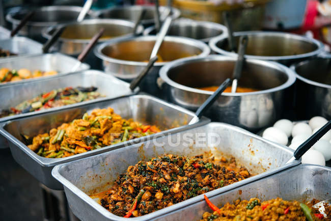 Diversi street food tailandese — Foto stock