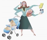 Woman juggling domestic obligations — Stock Photo